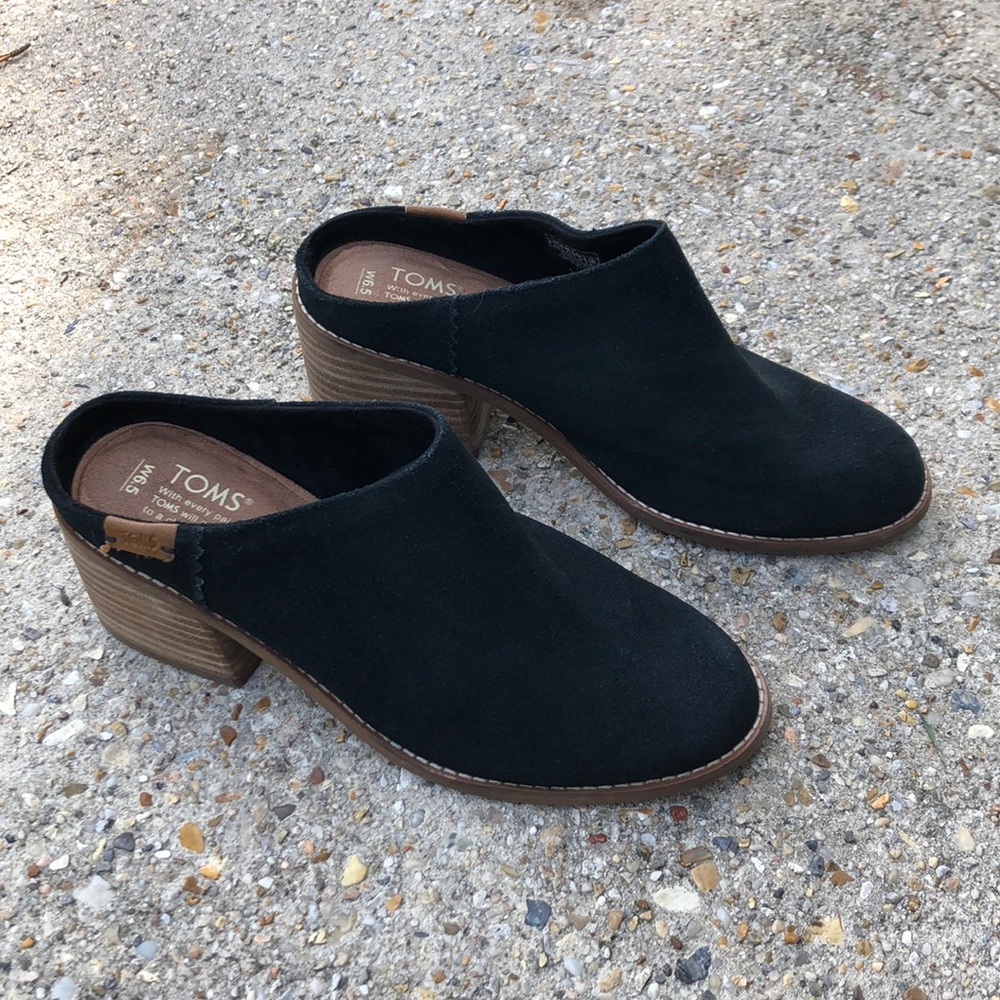 Worn once TOMS black suede mules size 6.5